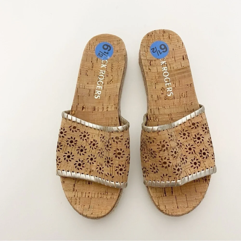 Jack Rogers Metallic Floral Espadrille Cork Slides
